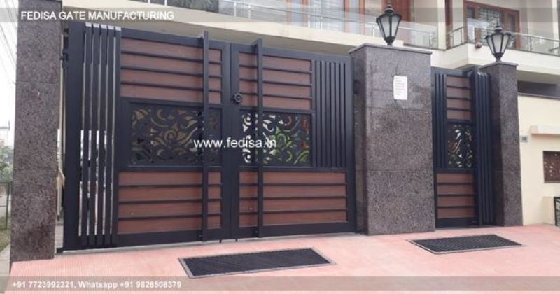 Main Gate Design Modern Gate Design Single Gate Design Steel Black And Gold Gate Design