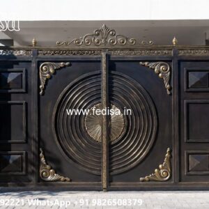 Boundary Wall Design With Gate, Steel Gate Single Door Wonderful Main Gate Design Ideas