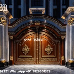 Boundary Wall Grill Design, Arched Wooden Gate Designs Front Gate Designs For Houses | Entrance Gates Design