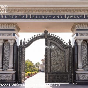 Compound Wall Grill Design, Modern Wrought Iron Fence Front Gate Designs For Houses | Entrance Gates Design