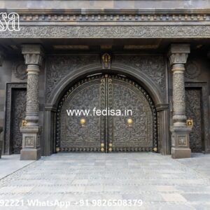 Compound Wall Grill Design, Wood Gate Construction Front Gate Designs For Houses | Entrance Gates Design