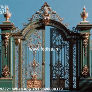Grill Gate Colour, Steel Framed Wooden Gates Ms Gate Fabrication | Entrance Gates Design