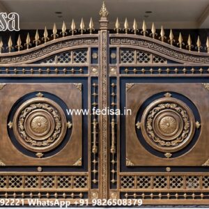 Iron Main Gate Design 2130, Wooden Front Gate Design Ms Gate Fabrication | Entrance Gates Design