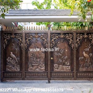 Iron Main Gate Design 2147, Fundermax Sheet Gate Design Ms Gate Fabrication | Entrance Gates Design