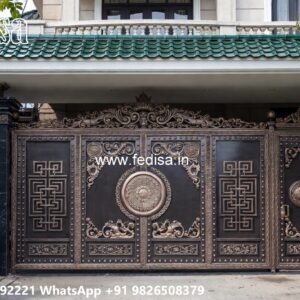 Farm House Gate Design, Gate Design With Wall Swing Gates And Sliding Gates