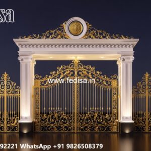 Fancy Gates, Compound Wall Design With Gate Swing Gates And Sliding Gates