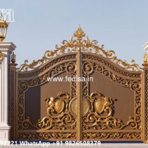 Contemporary Gate Design, Gate Design With Boundary Wall Swing Gates And Sliding Gates