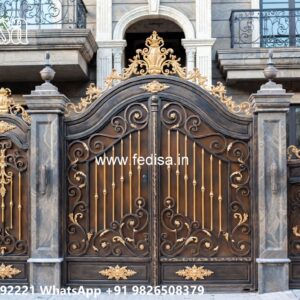 Front Main Gate Design, Modern Wrought Iron Fence Designs Swing Gates And Sliding Gates