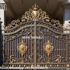 Front Main Gate Design, Main Gate Design With Boundary Wall Swing Gates And Sliding Gates
