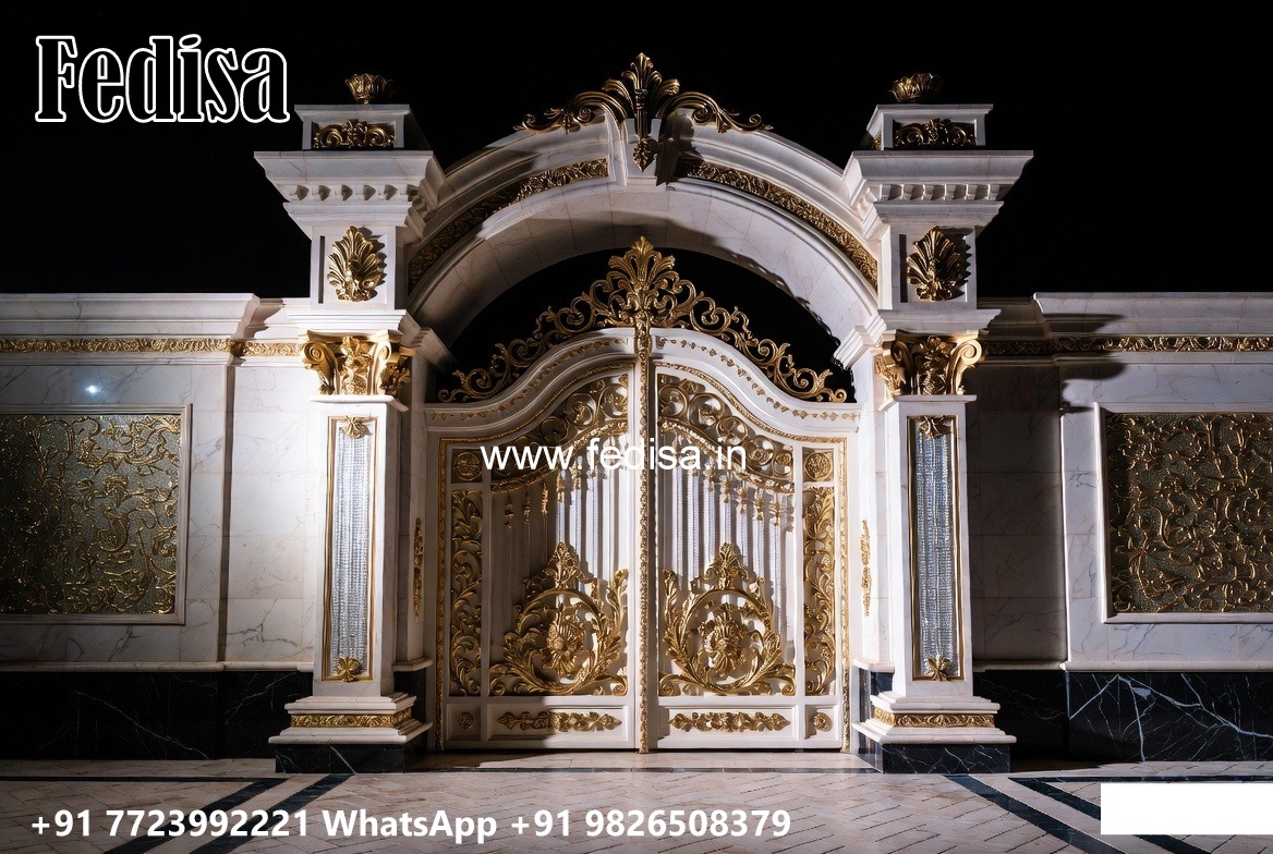 Latest Main Gate Design, Boundary Wall Sliding Gate Design Residential Gate-wpc Wood Gate