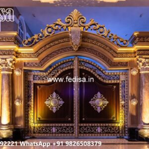 Front Gate Grill Design, Auto Gate Design 2026 Residential Gate-wpc Wood Gate