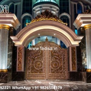 Front Gate Grill Design, Gi Square Pipe Gate Design Residential Gate-wpc Wood Gate