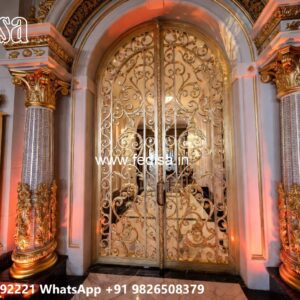 Front Gate Grill Design, Gate Compound Design Residential Gate-wpc Wood Gate