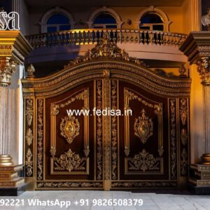 Front Gate Grill Design, Concrete Main Gate Design Residential Gate-wpc Wood Gate