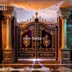 Front Gate Grill Design, Simple Boundary Wall Design With Gate Residential Gate-wpc Wood Gate