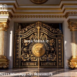 Round Gate Design, Lohe Ka Get Dijain Residential Gate-wpc Wood Gate