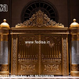 Gate Grill Ka Design, Main Gate Design 6 Feet Residential Gate-wpc Wood Gate