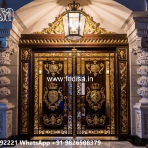 Latest Main Gate Design, One Side Iron Gate Design Residential Gate-wpc Wood Gate