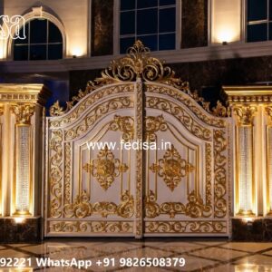 Gi Pipe Gate Design, Boundary Wall Design With Gate Residential Gate-wpc Wood Gate