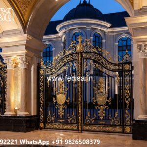 Main Gate Design Iron Pipe, Compound Wall Grill Design Residential Gate-wpc Wood Gate