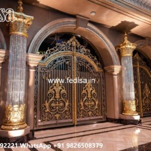Main Gate Design Iron Pipe, Cnc Main Gate Design Residential Gate-wpc Wood Gate