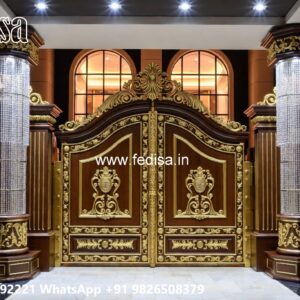 Main Gate Design Iron Pipe, Modern Wrought Iron Fence Residential Gate-wpc Wood Gate