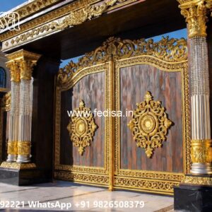 Fabrication Gate Design, Gate With Wall Design Main Gates-contemporary Gates