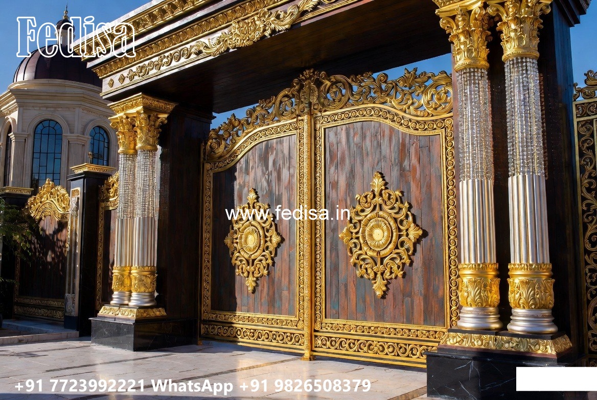 Fabrication Gate Design, Gate With Wall Design Main Gates-contemporary Gates