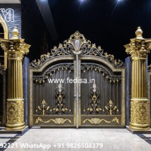 Front Gate Design Steel, Gate Design With Wall Main Gates-contemporary Gates