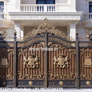 Royal Gate Design, Simple Boundary Wall Design With Gate Main Gates-contemporary Gates