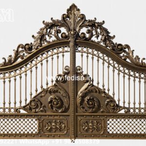 Iron Sheet Gate Design, Four Fold Gate Design Main Gate Lighting In Outdoor