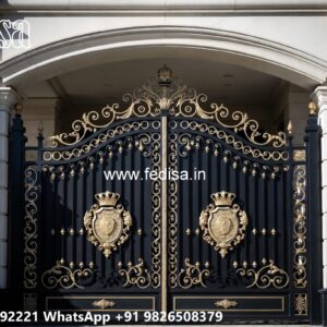 Cast Iron Gate Design, Entrance Pillar Design Main Gate Lighting In Outdoor