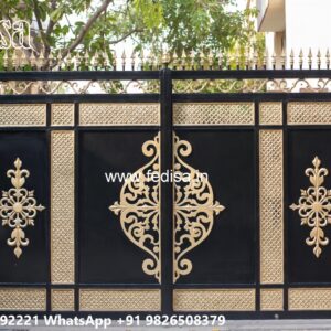 Cast Iron Gate Design, Rod Gate Design Main Gate Lighting In Outdoor