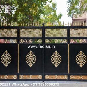 Steel Gate Single Door, Arched Wooden Gate Designs Main Gate Lighting In Outdoor