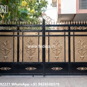 Lohe Ke Gate Ka Colour, Bi Fold Gate Design Main Gate Lighting In Outdoor