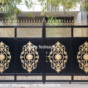 Steel Gate Single Door, Steel Gate Glass Design Main Gate Lighting In Outdoor