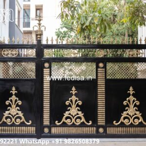Steel Gate Single Door, 4 Feet Iron Gate Design Main Gate Lighting In Outdoor
