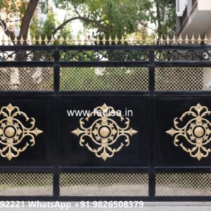 Gate Frame Design, Compound Sliding Gate Design Main Gate Lighting In Outdoor
