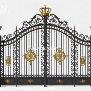 Cast Iron Gate Design, Main Gate Design With Boundary Wall Main Gate Lighting In Outdoor