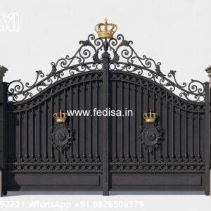 Lohe Ke Gate Ka Colour, Iron Gate Design Simple Main Gate Lighting In Outdoor