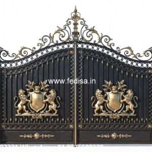 Steel Gate Design Latest, House Boundary Gate Main Gate Lighting In Outdoor