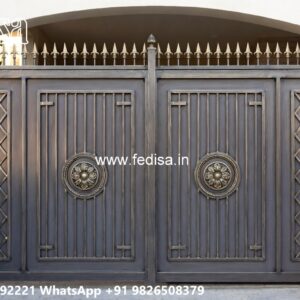 Steel Gate Single Door, Main Gate With Mini Gate Main Gate Lighting In Outdoor