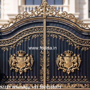 Lohe Ke Gate Ka Colour, Rectangular Tube Gate Design Main Gate Lighting In Outdoor