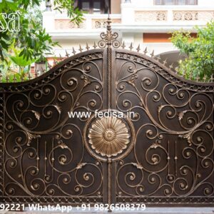House Entrance Gate Design, Iron Boundary Gate Design Main Gate Lighting In Outdoor