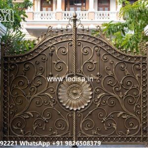House Entrance Gate Design, Contemporary Iron Gates Main Gate Lighting In Outdoor