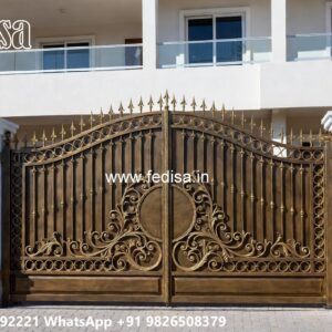 Lohe Ke Gate Ka Colour, Gate With Wall Design Main Gate Lighting In Outdoor