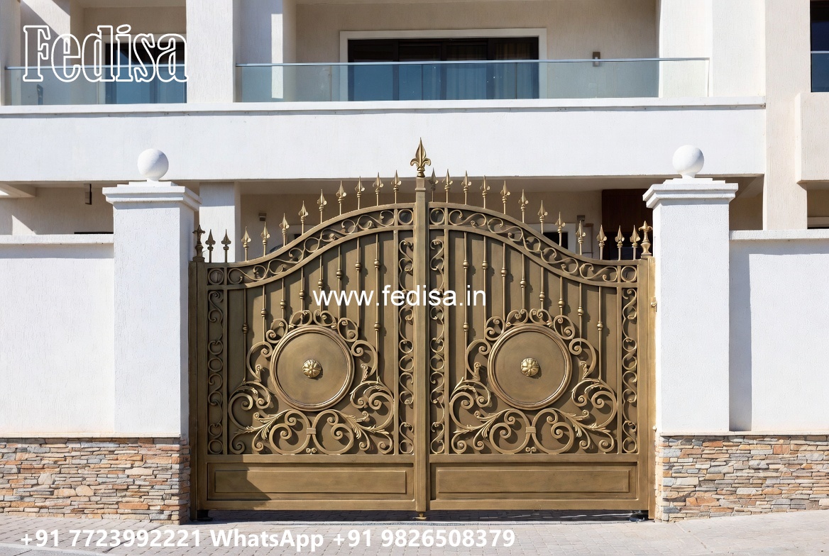 Cast Iron Gate Design, Low Cost Simple Main Gate Design Main Gate Lighting In Outdoor