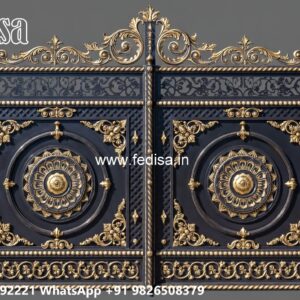Steel Gate Single Door, Gate Design 10 Feet Main Gate Lighting In Outdoor