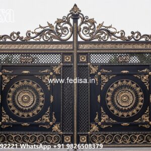Steel Gate Single Door, Fancy Fences And Gates Main Gate Lighting In Outdoor