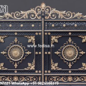 Steel Gate Single Door, Iron Pipe Gate Design For House Main Gate Lighting In Outdoor